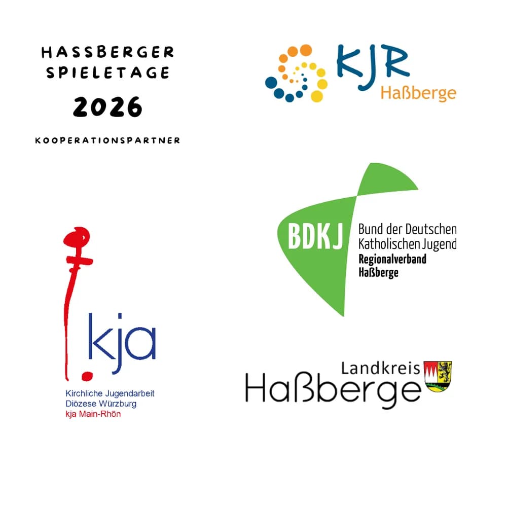 Kooperationspartner der Spieletage 2026: KJR Haßberge, BDKJ Regionalverband Haßberge, kja Main-Rhön und Landkreis Haßberge