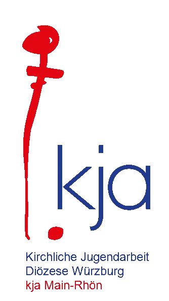 blau rotes Logo der kirchlichen Jugendarbeit der Diozöse Würzburg (kja Main-Röhn)